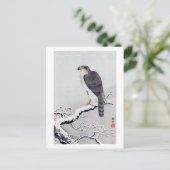 雪に鷹,古邨ホーク雪に覆われた枝，大原小村 ポストカード (スタンド正面)