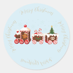 雪のあるクリスマスジンジャーブレッド ラウンドシール