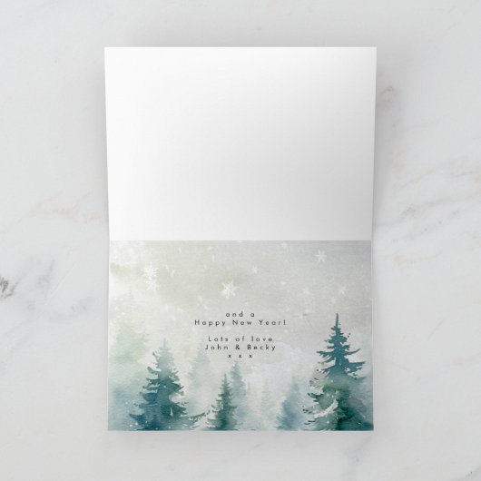 雪のある冬のクリスマスカード カード (内部)