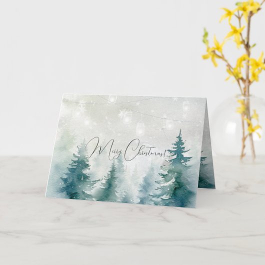 雪のある冬のクリスマスカード カード (黄色い花)