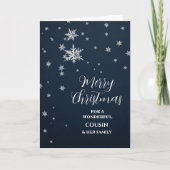 雪のいとこモダンと家族メリークリスマス カード (正面)