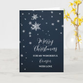 雪のいとこモダンメリークリスマス カード (黄色い花)