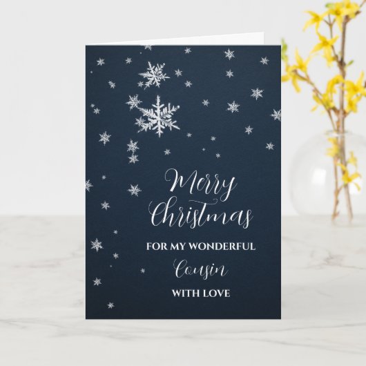 雪のいとこモダンメリークリスマス カード (黄色い花)