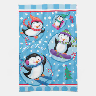 雪のおもしろいのペンギンの台所タオル キッチンタオル