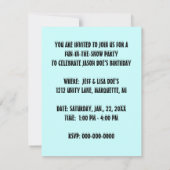 雪のおもしろいの冬の誕生日のパーティの招待状の雪だるま 招待状 (裏面)