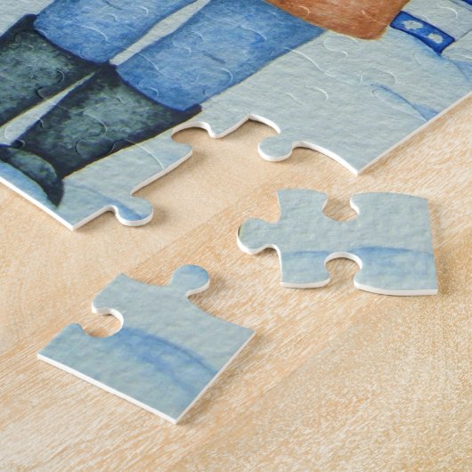 雪のおもしろいクリスマスの子供のキャロル歌手 ジグソーパズル (側面)