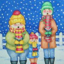 雪のおもしろいクリスマスの子供のキャロル歌手
