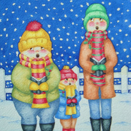 雪のおもしろいクリスマスの子供のキャロル歌手 ジグソーパズル