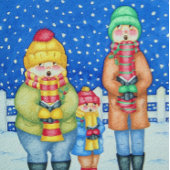 雪のおもしろいクリスマスの子供のキャロル歌手 ジグソーパズル