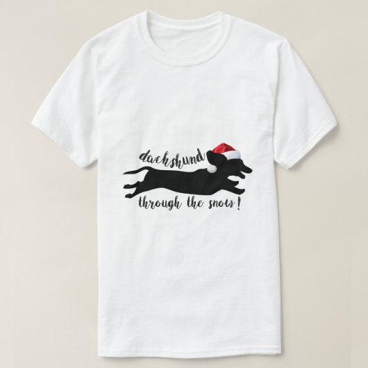 雪のおもしろいクリスマスのtシャツを通してダックスシュント tシャツ (デザイン正面)