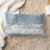 雪のおもしろい-白くまカブス、 ランバークッション (ブランケット)