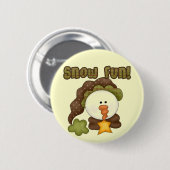 雪のおもしろいTシャツ1枚/ギフト 缶バッジ (正面&裏面)