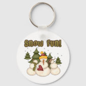 雪のおもしろいTシャツ2枚/ギフト キーホルダー (正面)