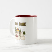 雪のおもしろいTシャツ2枚/ギフト ツートーンマグカップ (正面左)