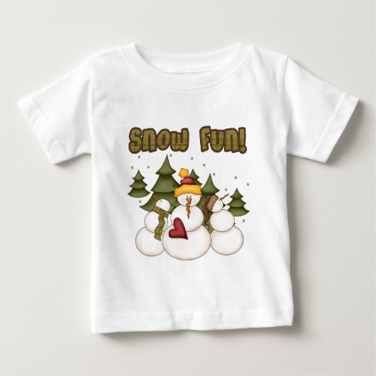 雪のおもしろいTシャツ2枚/ギフト ベビーTシャツ (正面)