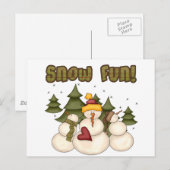 雪のおもしろいTシャツ2枚/ギフト ポストカード (正面/裏面)