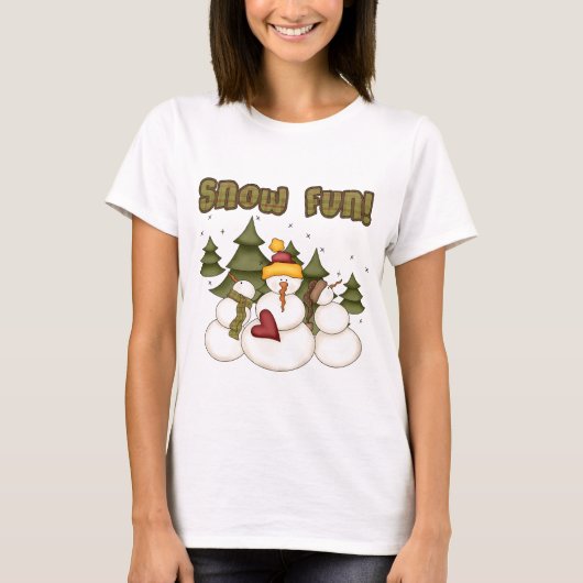 雪のおもしろいTシャツ2枚/ギフト Tシャツ (正面)