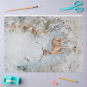 雪のお洒落クリスマスに水色の鹿 薄葉紙 (クラフト)