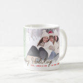 雪のお洒落クリスマスツリーズホリデーフォトマグカップ コーヒーマグカップ (正面右)