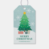 雪のお洒落中の可愛いクリスマスツリー ギフトタグ (正面)
