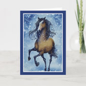 雪のお洒落中の美しい馬 シーズンカード (正面)