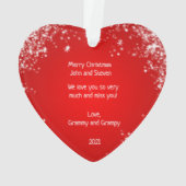 雪のお洒落多いクリスマスに2人の雪だるま オーナメント (裏面)