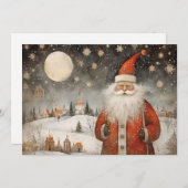 雪のお洒落多い村のサンタ シーズンカード (正面/裏面)