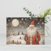雪のお洒落多い村のサンタ シーズンカード (スタンド正面)