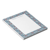 雪のお洒落森のキツネ鳥の北欧パターン ノートパッド (アングル)