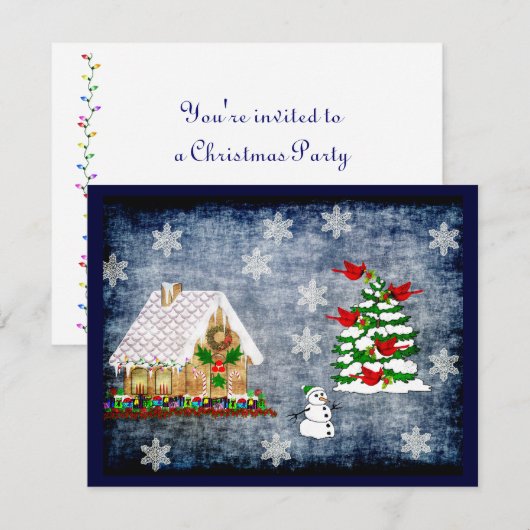 雪のお菓子の家 招待状 (正面/裏面)