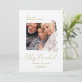 雪のかけらスペインのモダンエレガントのシッククリスマス シーズンカード (スタンド正面)