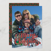 雪のかけら背景メリークリスマスフォトカード シーズンカード (正面/裏面)