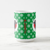 雪のかわいいアニメロビン |名前の追加 コーヒーマグカップ (中央)