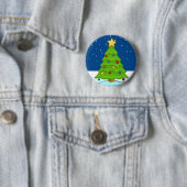 雪のかわいいクリスマスツリー 缶バッジ (インサイチュ)