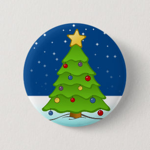 雪のかわいいクリスマスツリー 缶バッジ