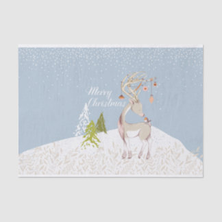 雪のかわいいトナカイそしてロビン 薄葉紙