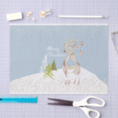 雪のかわいいトナカイそしてロビン 薄葉紙 (クラフト)