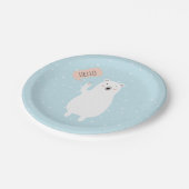 雪のかわいい白くまは挨拶します ペーパープレート (アングル)