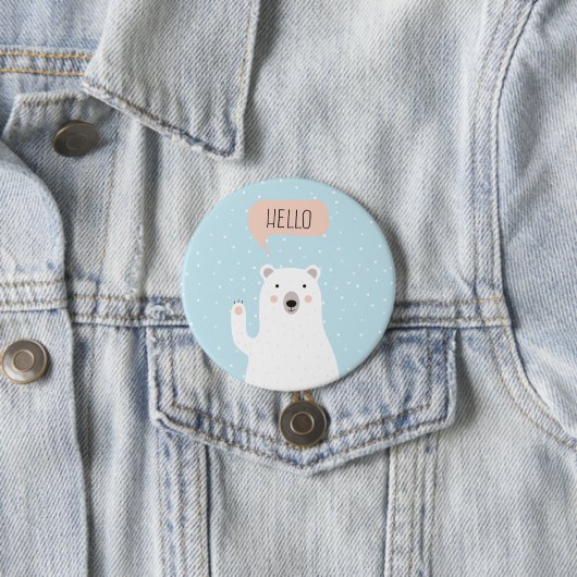 雪のかわいい白くまは挨拶します 缶バッジ (インサイチュ)