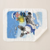 雪のかわいく青いmerle シェルパブランケット (正面(横))