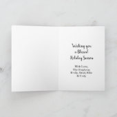 雪のかわいらし多い枝のクリスマスに青いカケス カード (内部)