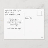 雪のかわいらし多い枝の(鳥)ショウジョウコウカンチョウ シーズンポストカード (裏面)