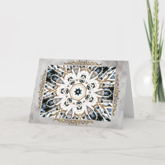 雪のくもの巣と金ゴールドフローリッシュ サンキューカード (正面)