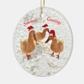 雪のすてきクリスマスオーナメントに3匹のサンタ セラミックオーナメント (左)