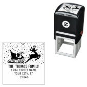 雪のそりとトナカイのクリスマスネーム住所 セルフインキングスタンプ (インサイチュ)