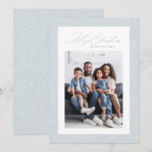 雪のちらほらとしたフレームがシンプルなワンフォトのホリデーカード、温かい願いを込めて シーズンカード (正面/裏面)