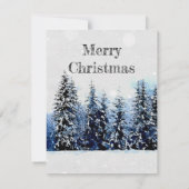 雪のついた常緑樹のフラットなメモ用クリスマスカード ノートカード (裏面)