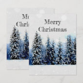 雪のついた常緑樹のフラットなメモ用クリスマスカード ノートカード (正面/裏面)