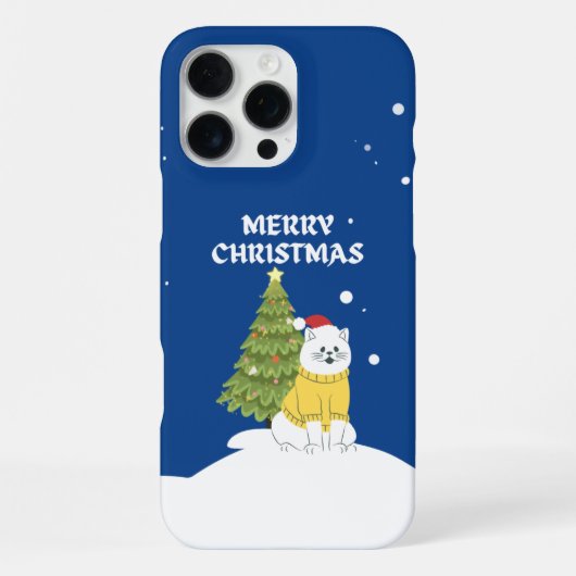 雪のひげ - メリークリスマス猫 iPhoneケース (裏面)