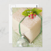 雪のようなギフトのグリーティングカードとステッカー ポストカード (正面/裏面)